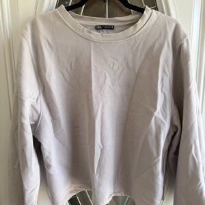 Zara Women's Crewneck Sweatshirt in Pale Taupe